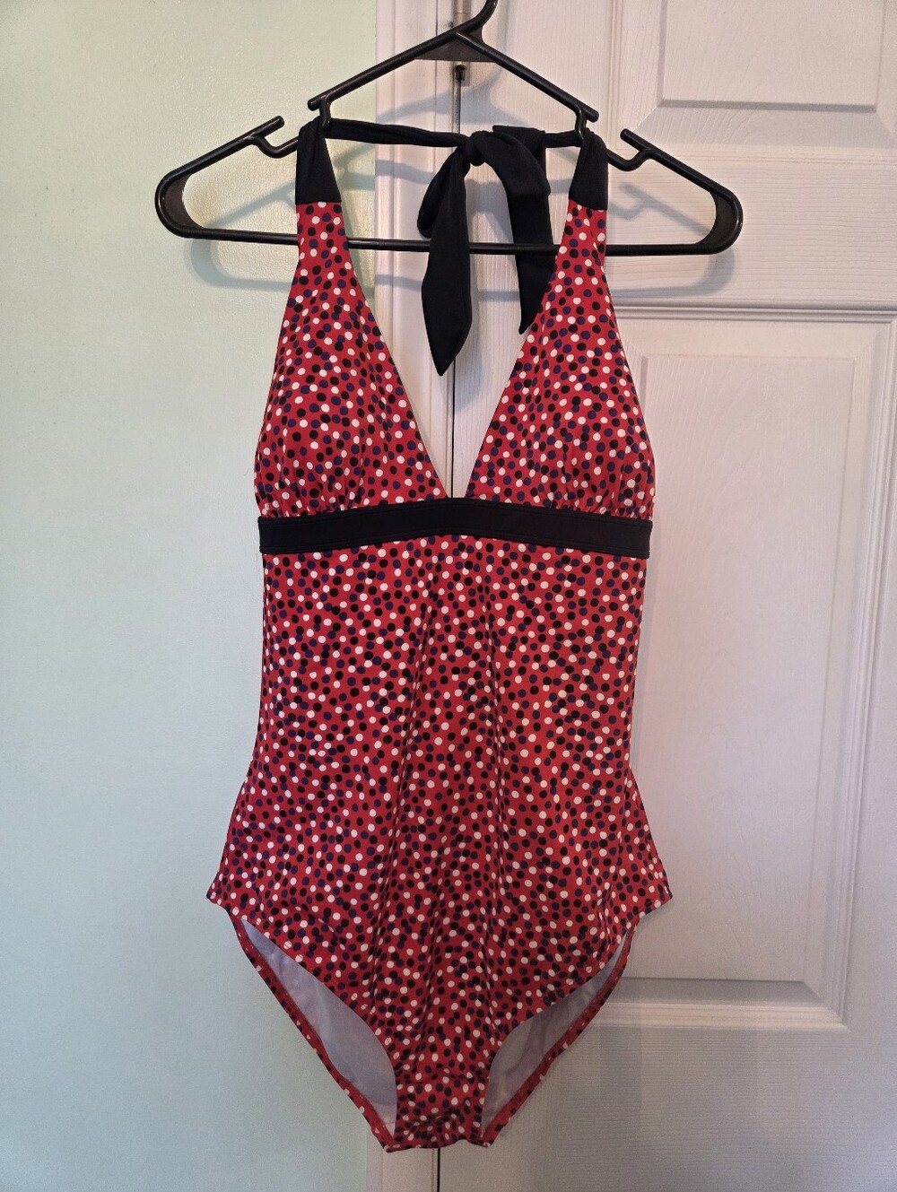 BODEN Patriotic Polka Dot Halter One-Piece Swimsuit
